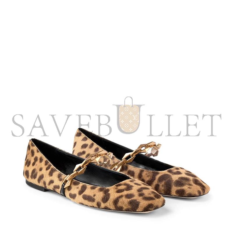 JIMMY CHOO DIAMOND TILDA FLAT NATURAL LEOPARD PRINT PONY FLATS DIAMONDTILDAFLATLOP